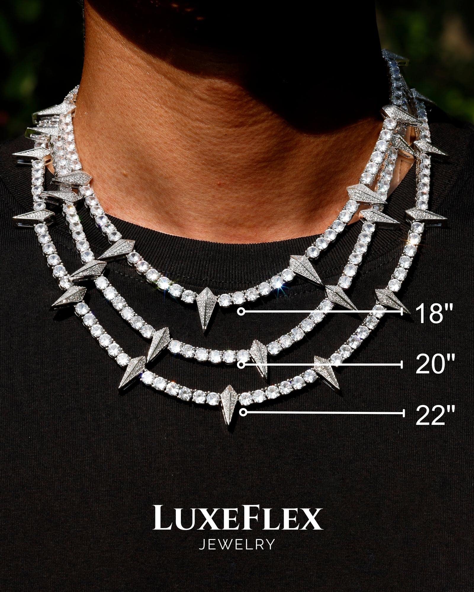 LuxeFlex Men's Iced Out Necklace Chains, Wakanda King Spiked